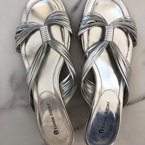 Silver Low-Heeled Strappy Sandals